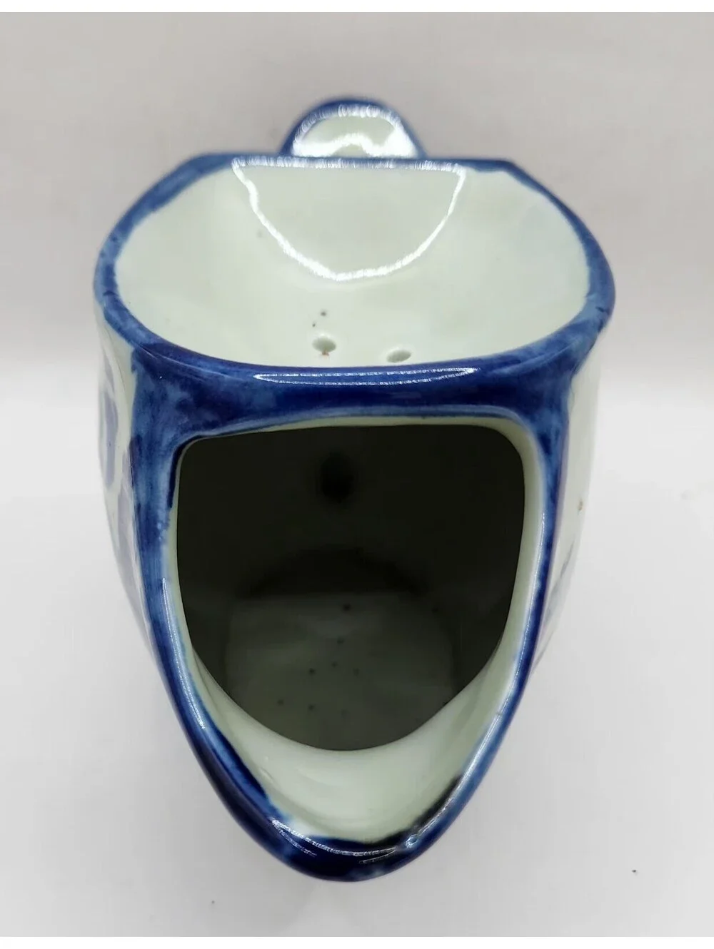 Vintage Victoria Ironstone Shaving Cup, Flow Blue Transferware, English Village